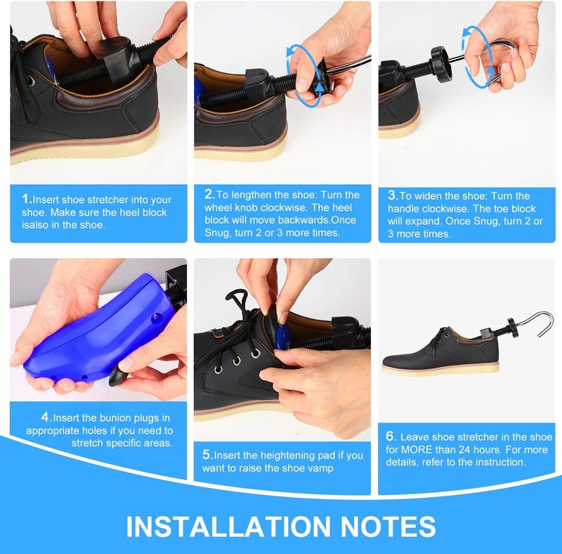 eachway Shoe Stretcher Shoe Trees,Adjustable Length & Width for Men and Women (M(for M's Us6.5-10; Wm's Us10-13.5) Blue) - Image 4